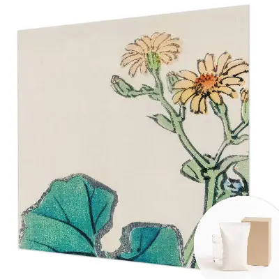 Wandtapete mit Blumendekor aus Blüten und Blättern