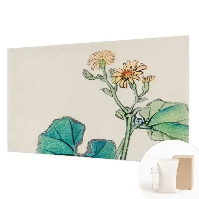 Wandtapete mit Blumendekor aus Blüten und Blättern