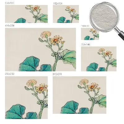 Wandtapete mit Blumendekor aus Blüten und Blättern