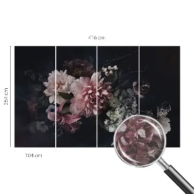 Vliestapete fürs Wohnzimmer mit Blumenarrangement