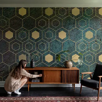 Fototapete mit geometrischem Sechseckmuster