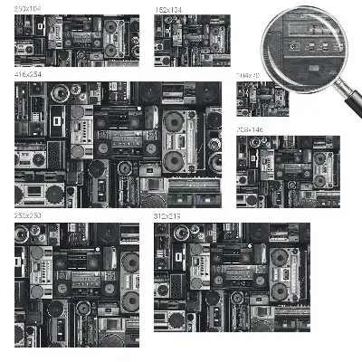 Fototapete fürs Wohnzimmer mit Retro-Radio-Motiv
