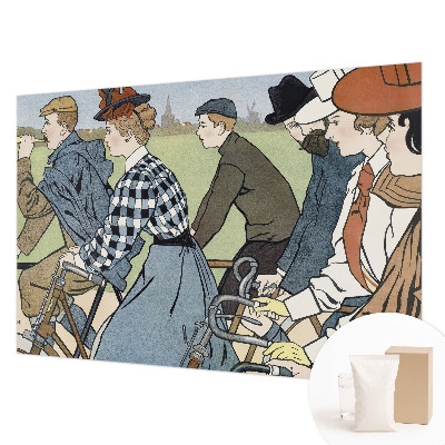 Wandtapete mit Vintage-Radfahrer-Motiv