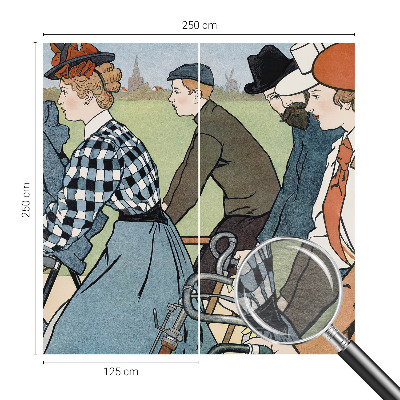 Wandtapete mit Vintage-Radfahrer-Motiv