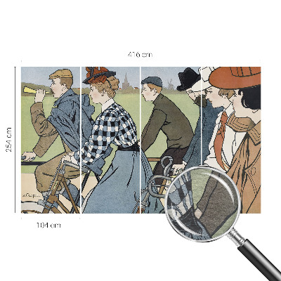 Wandtapete mit Vintage-Radfahrer-Motiv