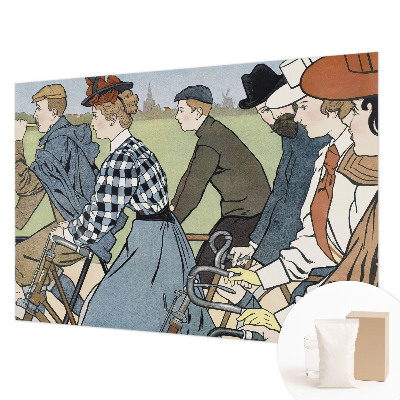 Wandtapete mit Vintage-Radfahrer-Motiv