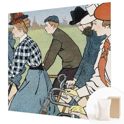 Wandtapete mit Vintage-Radfahrer-Motiv