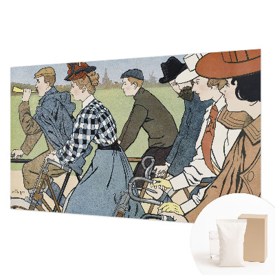 Wandtapete mit Vintage-Radfahrer-Motiv