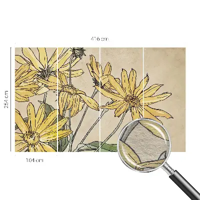 Motivtapete aus Vlies mit Aquarellblumenmotiv