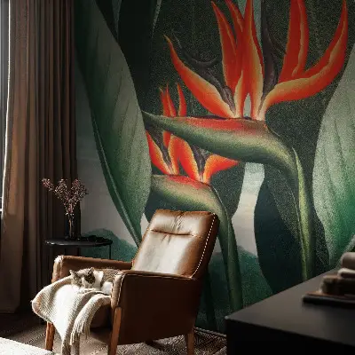 Vlies-Fototapete fürs Wohnzimmer mit exotischem Blumenmotiv