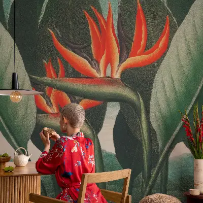Vlies-Fototapete fürs Wohnzimmer mit exotischem Blumenmotiv