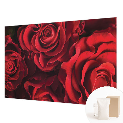 Fototapete fürs Wohnzimmer mit rotem Rosenmotiv