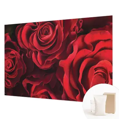 Fototapete fürs Wohnzimmer mit rotem Rosenmotiv