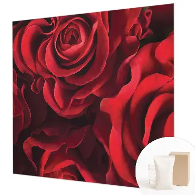 Fototapete fürs Wohnzimmer mit rotem Rosenmotiv