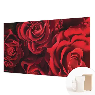 Fototapete fürs Wohnzimmer mit rotem Rosenmotiv