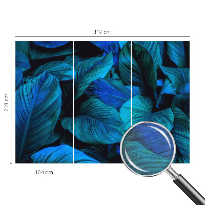 Fototapete aus Vlies mit blauem Blattmuster