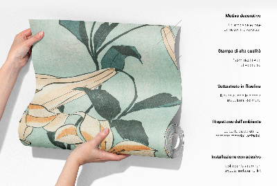 Fototapete aus Vlies mit blauem Blattmuster