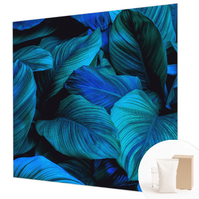 Fototapete aus Vlies mit blauem Blattmuster