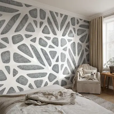 Vliestapete fürs Wohnzimmer mit geometrischem Netzwerk-Motiv