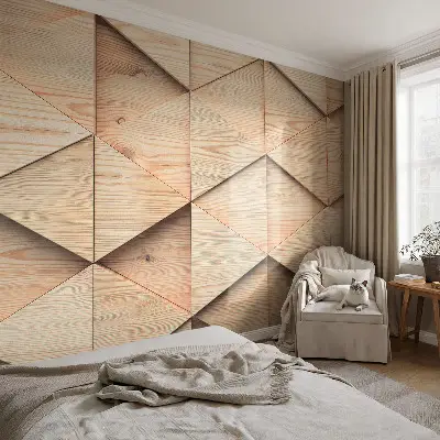 Bedruckte Vlies-Fototapete mit Holzmosaik-Motiv