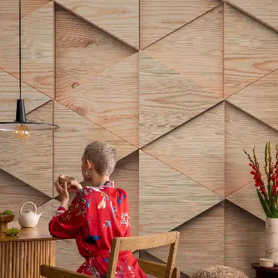 Bedruckte Vlies-Fototapete mit Holzmosaik-Motiv