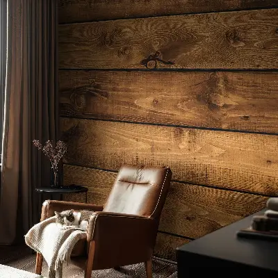 Fototapete fürs Wohnzimmer mit Motiv aus Holzbrettern