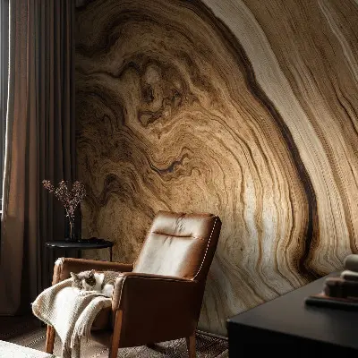 Fototapete fürs Schlafzimmer mit natürlicher Holzmaserung