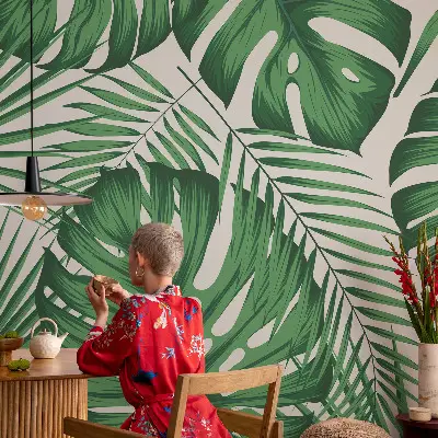 Vlies-Fototapete fürs Kinderzimmer mit tropischen Blättern als Motiv