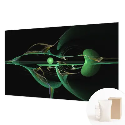 Vliestapete fürs Schlafzimmer mit grünem Wellendesign