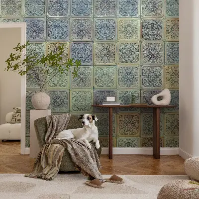 Vlies-Fototapete fürs Schlafzimmer mit geometrischem Fliesenmuster