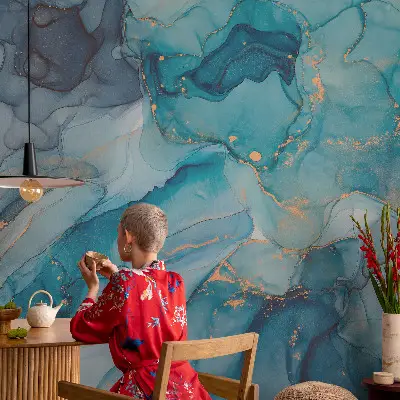 Bildtapete mit abstraktem blauem Motiv