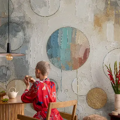 Wandtapete mit geometrischem Kreisdesign