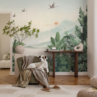 Fototapete fürs Schlafzimmer mit tropischem Oasenmotiv