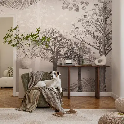Fototapete fürs Wohnzimmer mit zarten Bäumen