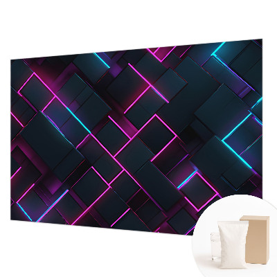 Dekorative Wand-Fototapete mit neonfarbenem geometrischem Muster