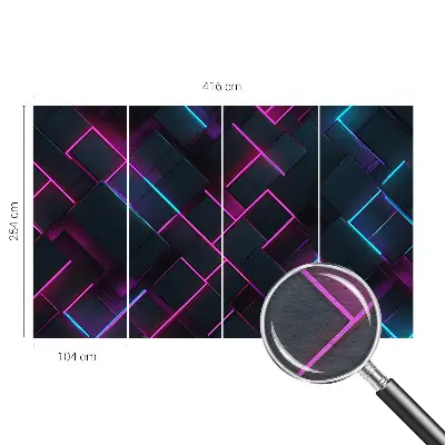 Dekorative Wand-Fototapete mit neonfarbenem geometrischem Muster
