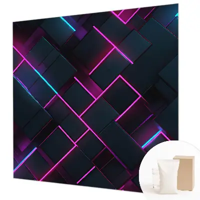 Dekorative Wand-Fototapete mit neonfarbenem geometrischem Muster