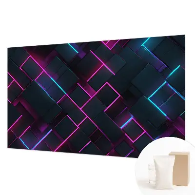 Dekorative Wand-Fototapete mit neonfarbenem geometrischem Muster