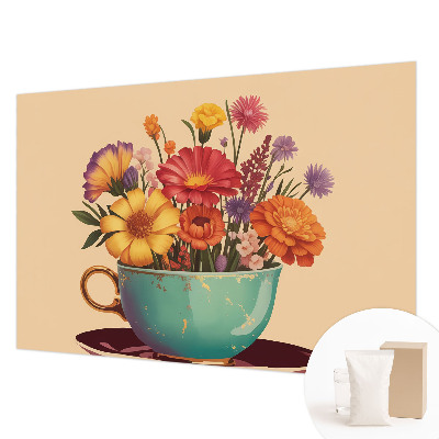 Fototapete fürs Schlafzimmer mit einem farbenfrohen Blumenstrauß als Motiv