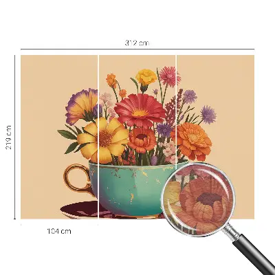Fototapete fürs Schlafzimmer mit einem farbenfrohen Blumenstrauß als Motiv