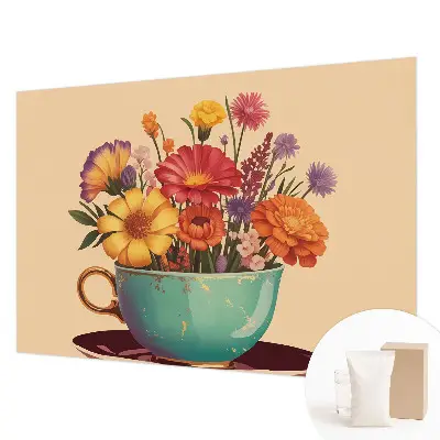 Fototapete fürs Schlafzimmer mit einem farbenfrohen Blumenstrauß als Motiv