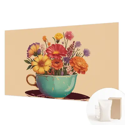 Fototapete fürs Schlafzimmer mit einem farbenfrohen Blumenstrauß als Motiv