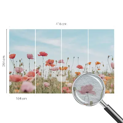 Motivtapete aus Vlies mit Mohnblumenmuster