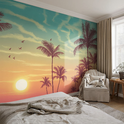 Vliestapete fürs Wohnzimmer mit tropischer Landschaft