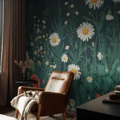 Moderne Vlies-Fototapete mit Motiv Wildblumen