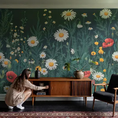 Moderne Vlies-Fototapete mit Motiv Wildblumen