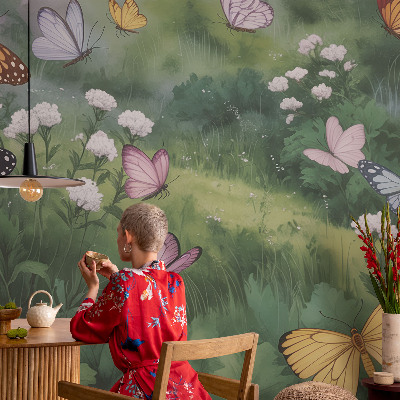 Vlies-Fototapete Schmetterlinge auf der Wiese