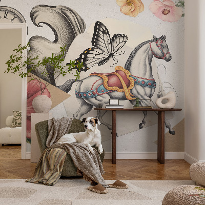Fototapete fürs Kinderzimmer mit Vintage‑Blumenmuster