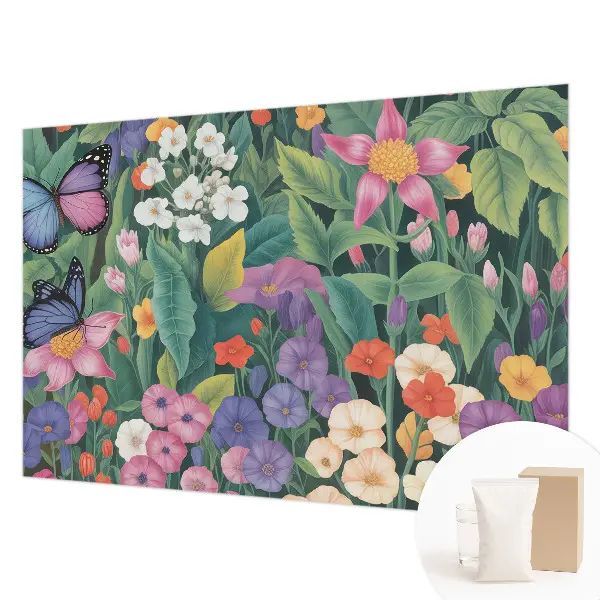 Vlies-Fototapete fürs Kinderzimmer mit einer bunten Blumenillustration