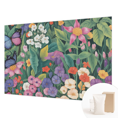 Vlies-Fototapete fürs Kinderzimmer mit einer bunten Blumenillustration